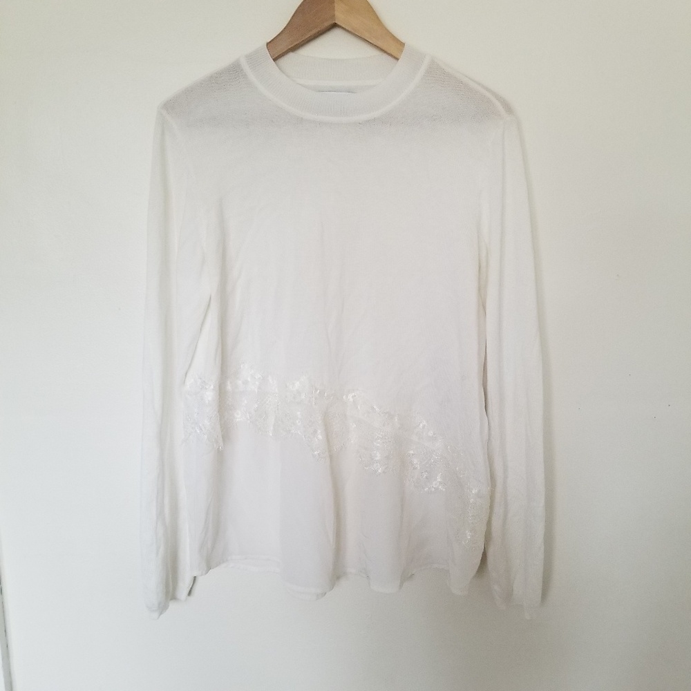 Elle  lace women sweater marshmallow sz L